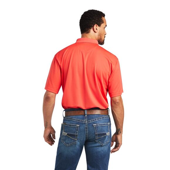 Ariat Men's Medium TEK 2.0 Short Sleeve Polo Shirt Hibiscus - Picture 3 of 3